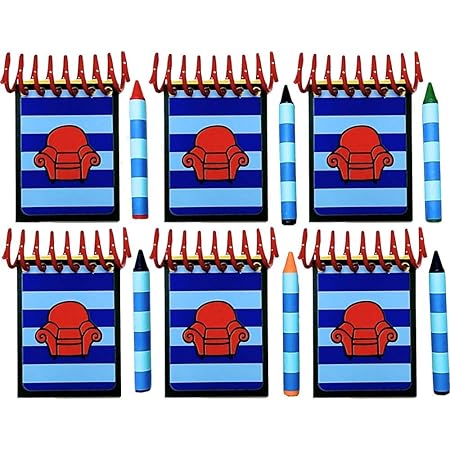 6 Mini Blue Striped Handy Dandy Notebooks Party Favor Pack - Handcrafted