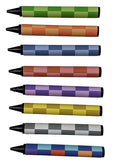 Checkered Jumbo Crayons - 8 Colors (Write Black) C