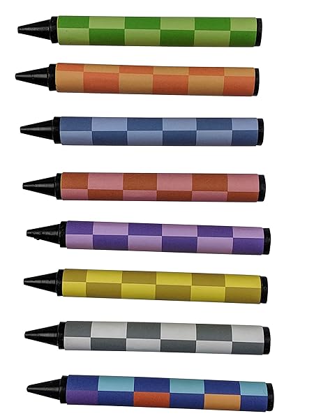 Checkered Jumbo Crayons - 8 Colors (Write Black) C