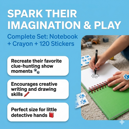 Handcrafted Handy Dandy inspired Notebook with 120 clue stickers and 1 black crayon "STEVE"